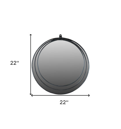 Black Round Metal Framed Accent Mirror