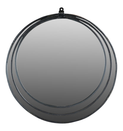 Black Round Metal Framed Accent Mirror