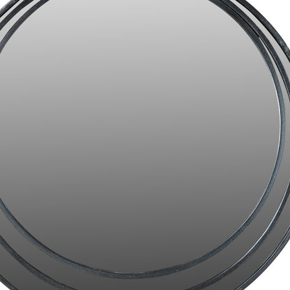 Black Round Metal Framed Accent Mirror
