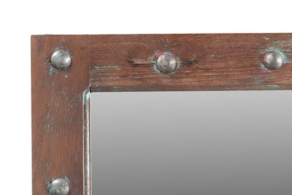 Brown Rustic Solid Wood Window Pane Accent Mirror