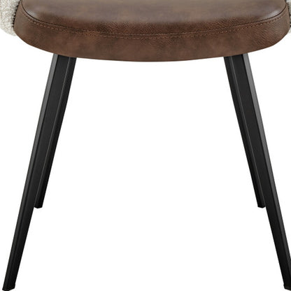 Ivory Brown & Black Fabric & Faux Leather Dining Chair