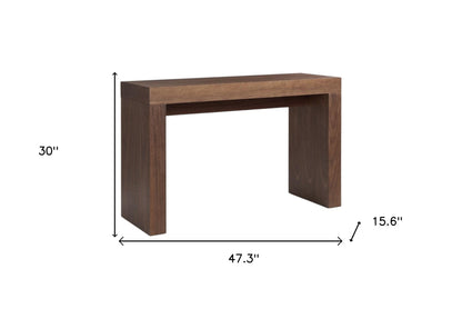 Brown Wood Block Console Table