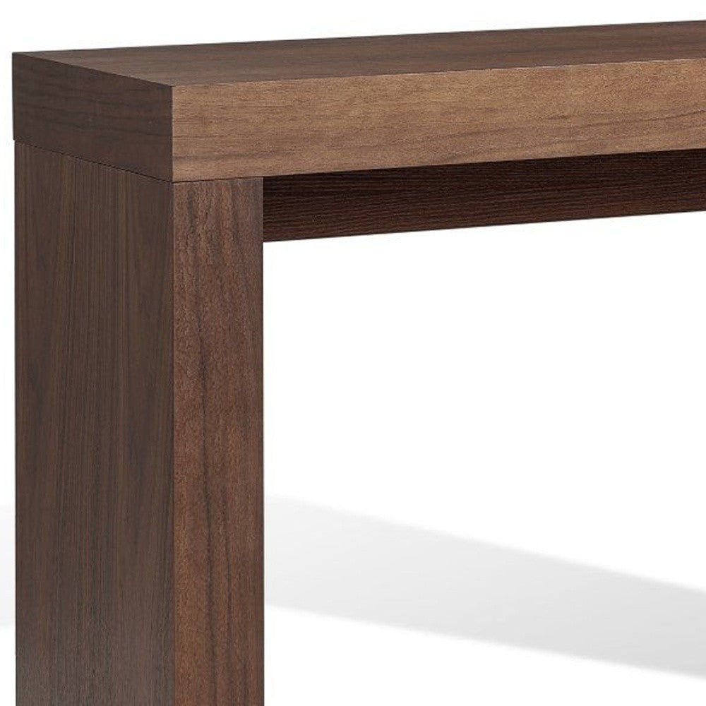 Brown Wood Block Console Table