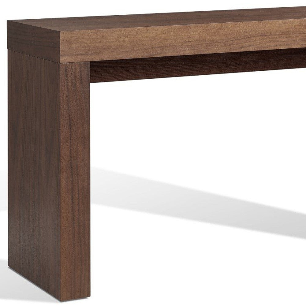 Brown Wood Block Console Table