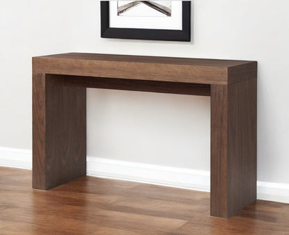 Brown Wood Block Console Table
