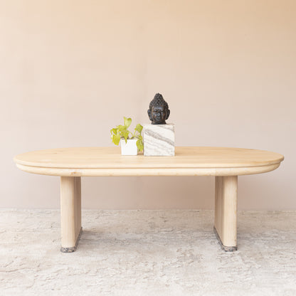 Natural Solid Wood Oval Solid Coffee Table image 7