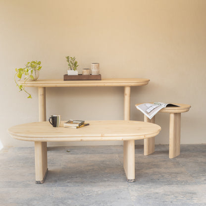 Natural Solid Wood Oval Solid Coffee Table image 8