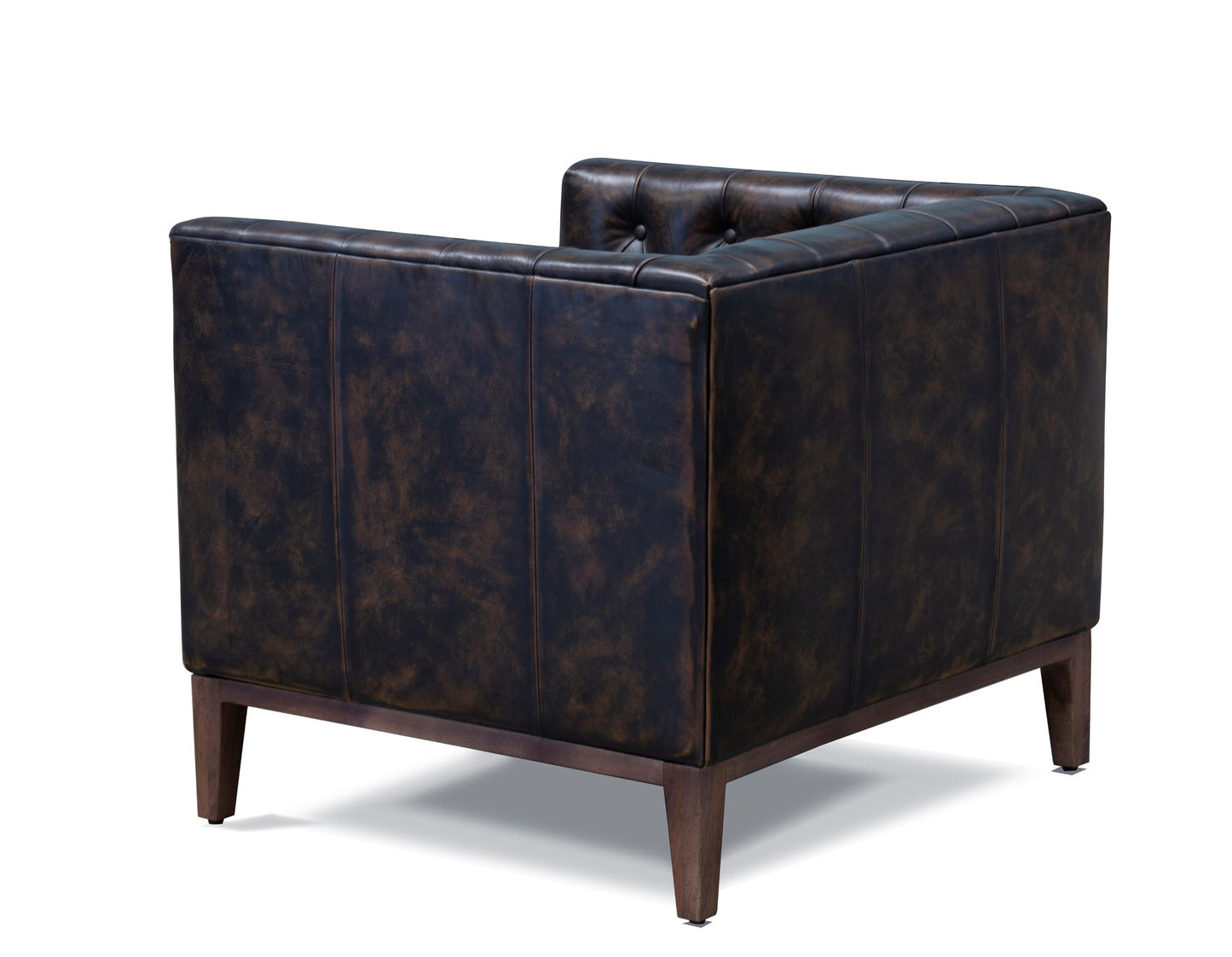Brown & Black Antiqued Top Grain Leather Tufted Club Chair
