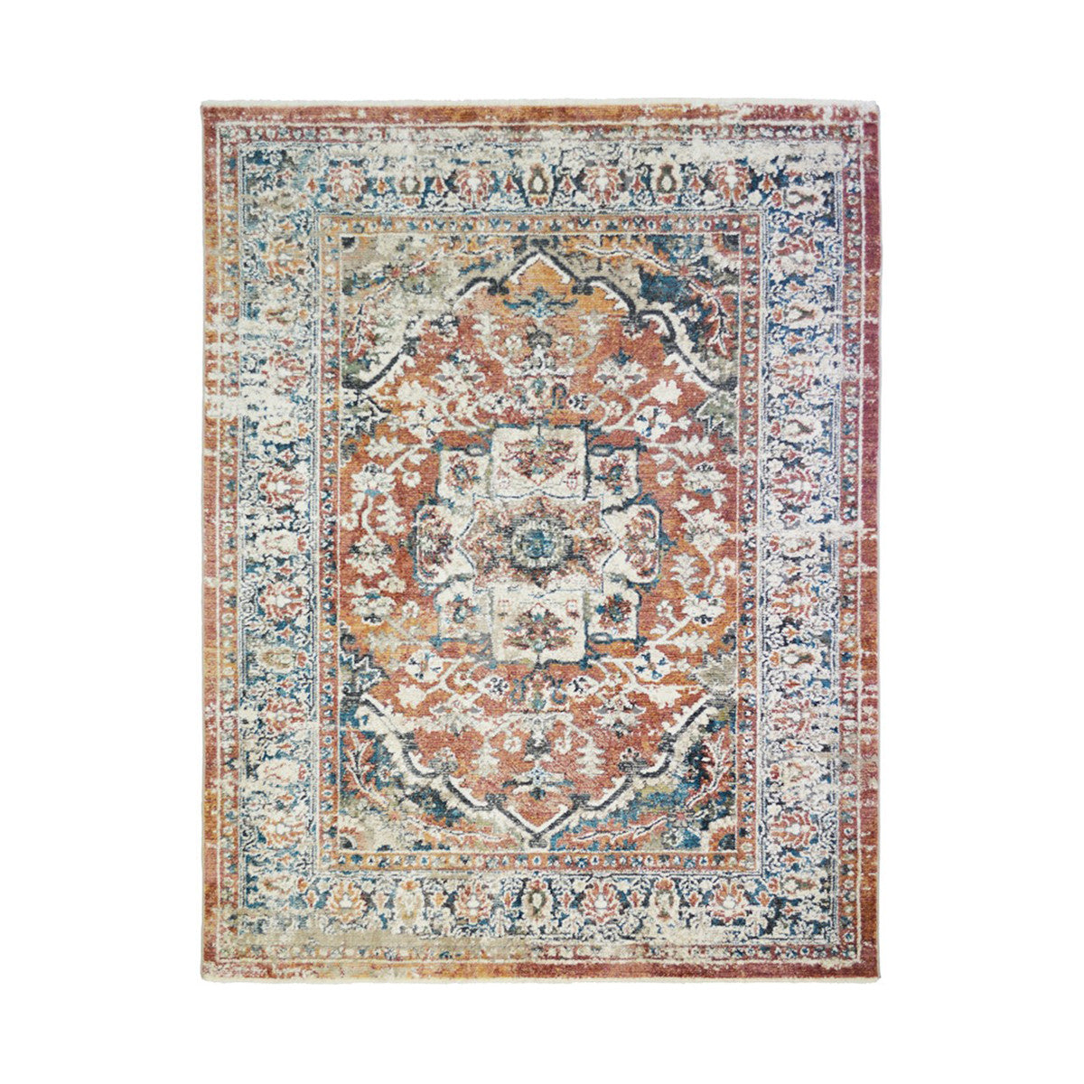 8 x 10 Rust Oriental Distressed Rug With Fringe