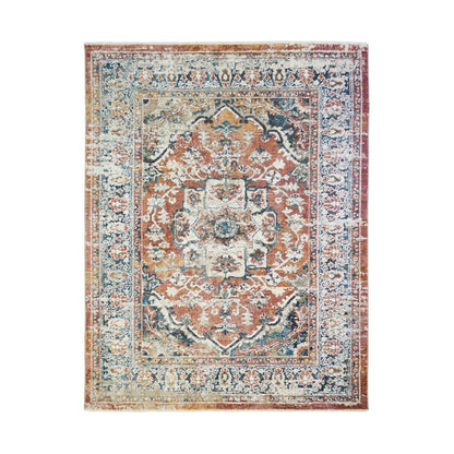 8 x 10 Rust Oriental Distressed Rug With Fringe