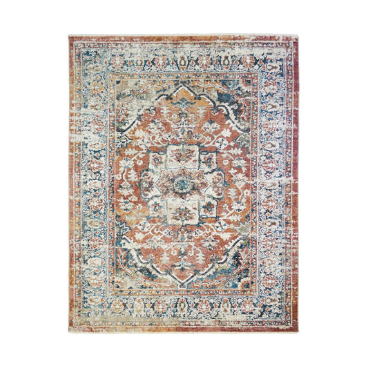 8 x 10 Rust Oriental Distressed Rug With Fringe