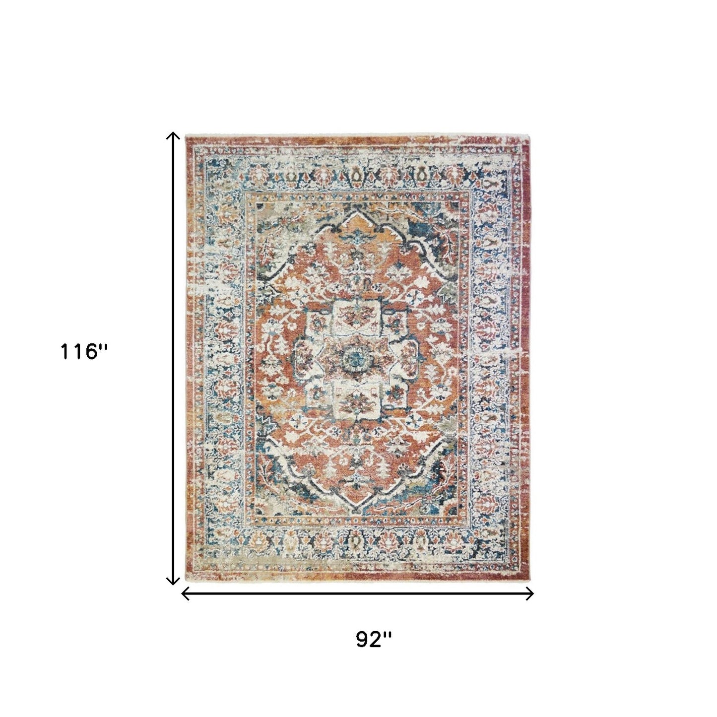 8 x 10 Rust Oriental Distressed Rug With Fringe