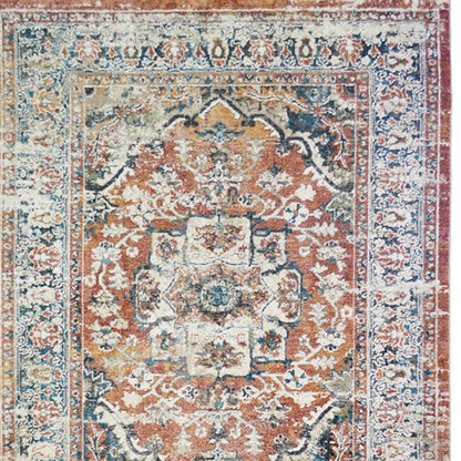 8 x 10 Rust Oriental Distressed Rug With Fringe
