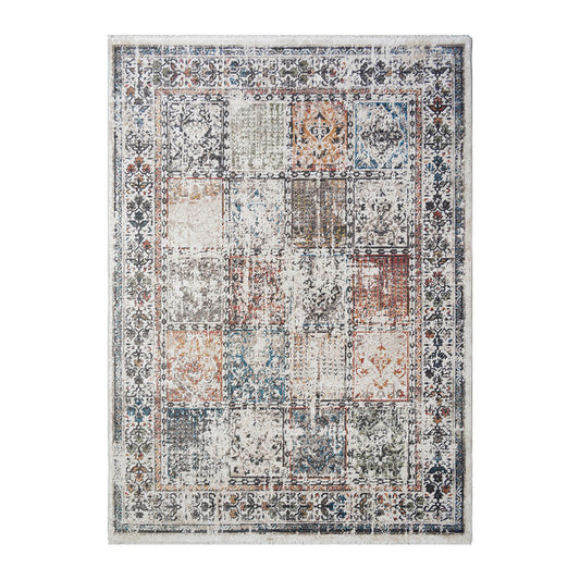 8 x 10 Ivory Oriental Distressed Rug With Fringe
