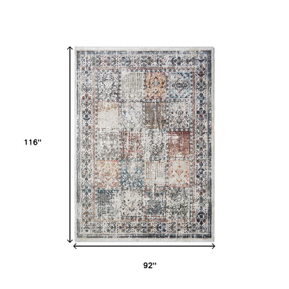 8 x 10 Ivory Oriental Distressed Rug With Fringe