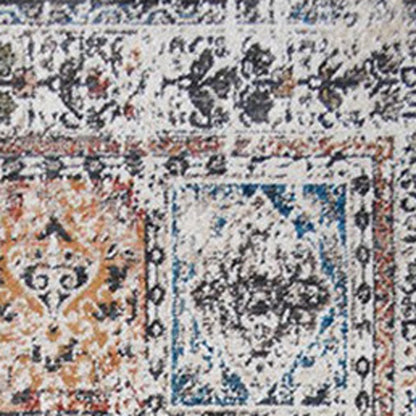8 x 10 Ivory Oriental Distressed Rug With Fringe
