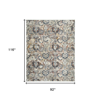8 x 10 Rust Oriental Distressed Rug With Fringe
