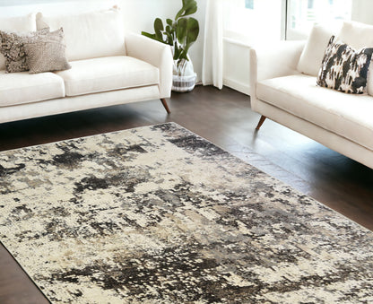 8 x 10 Black Distressed Rug