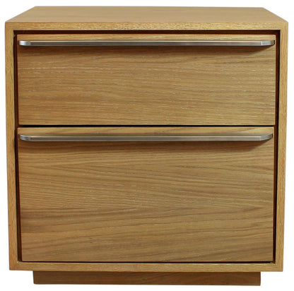 Oak 2 Drawer Wood Nightstand