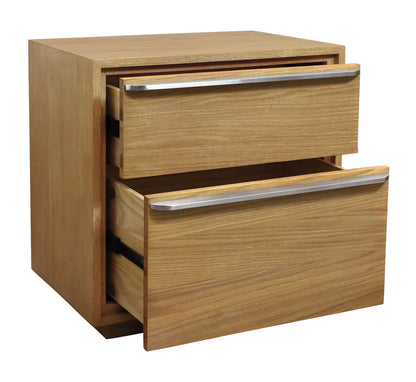 Oak 2 Drawer Wood Nightstand