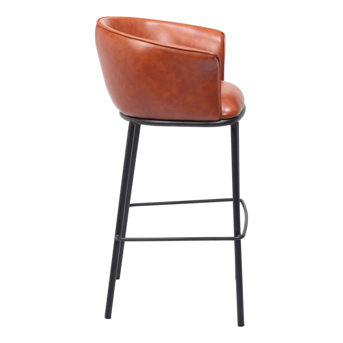 Brown & Black Faux Leather & Steel Bar Height Bar Chair