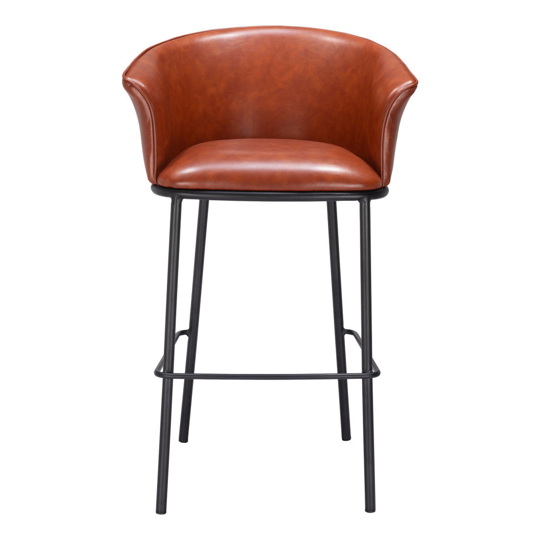 Brown & Black Faux Leather & Steel Bar Height Bar Chair
