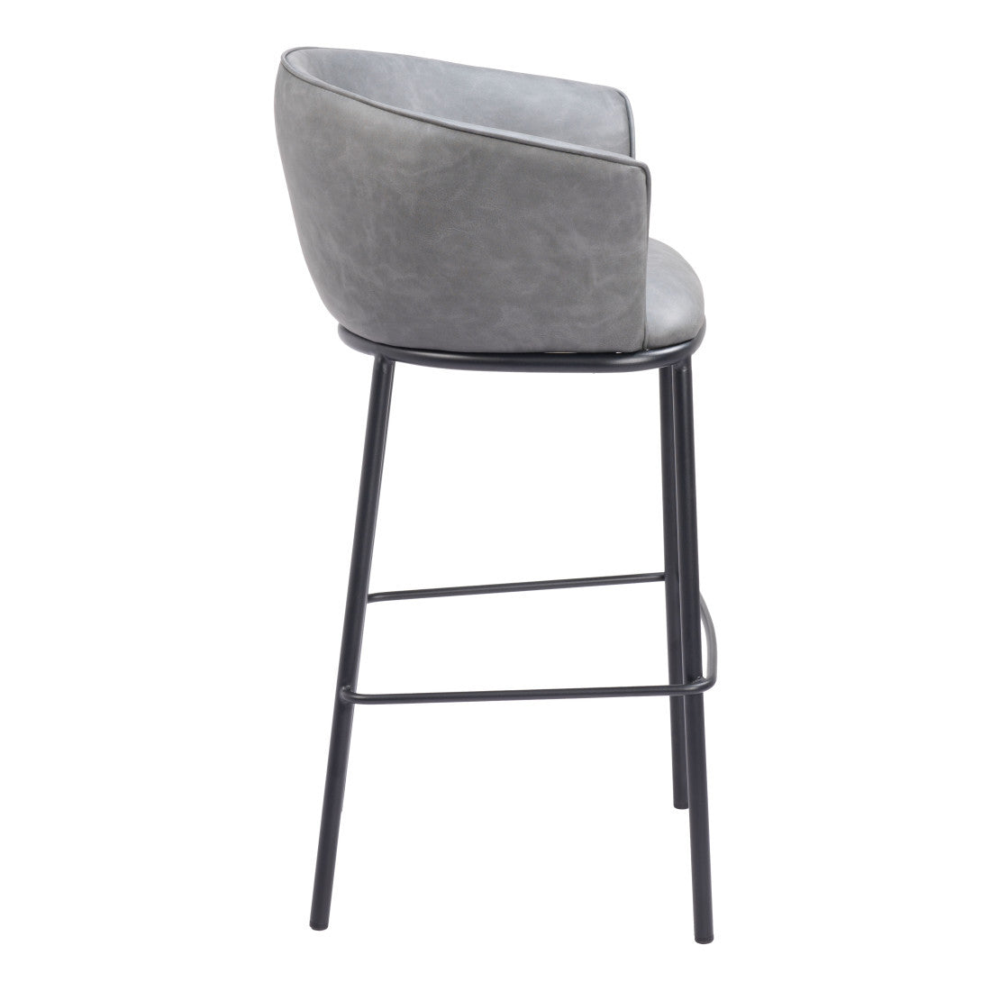 Gray & Black Faux Leather & Steel Bar Height Bar Chair