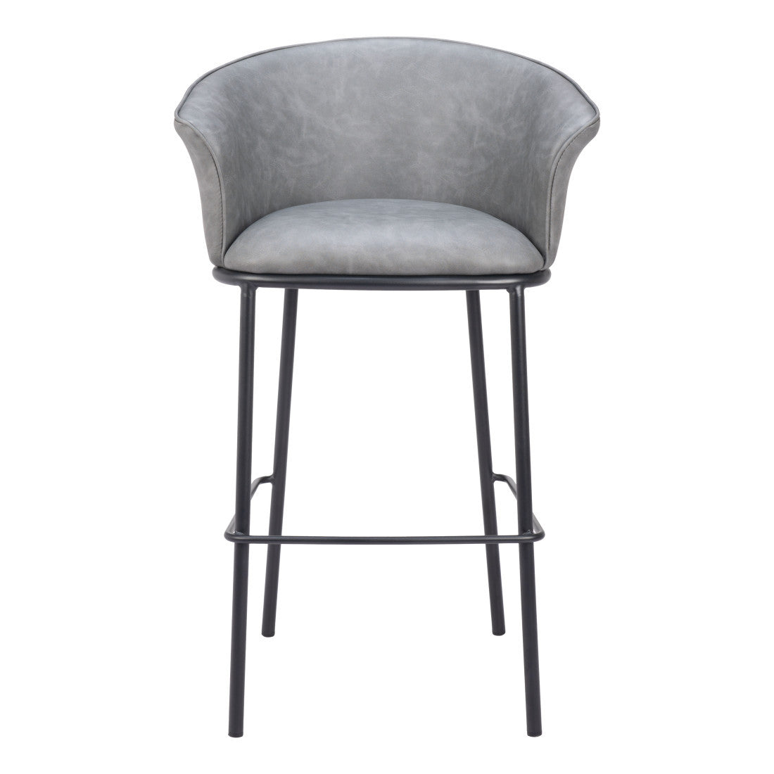 Gray & Black Faux Leather & Steel Bar Height Bar Chair