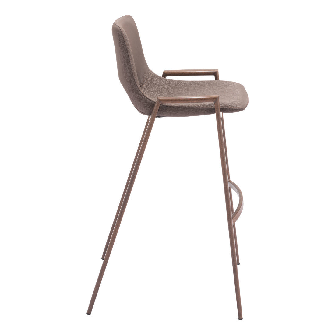 Brown Faux Leather & Steel Low Back Bar Height Bar Chairs - Set of 2