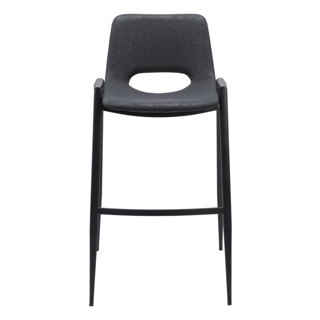 Vesper Black Faux Leather & Steel Low Back Bar Height Bar Chairs - Set of 2