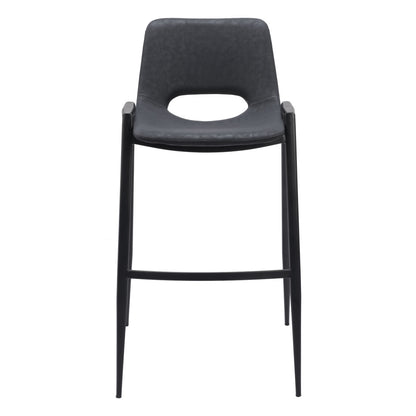 Vesper Black Faux Leather & Steel Low Back Bar Height Bar Chairs - Set of 2
