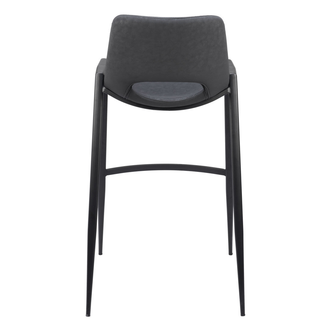 Black Faux Leather & Steel Low Back Bar Height Bar Chairs - Set of 2