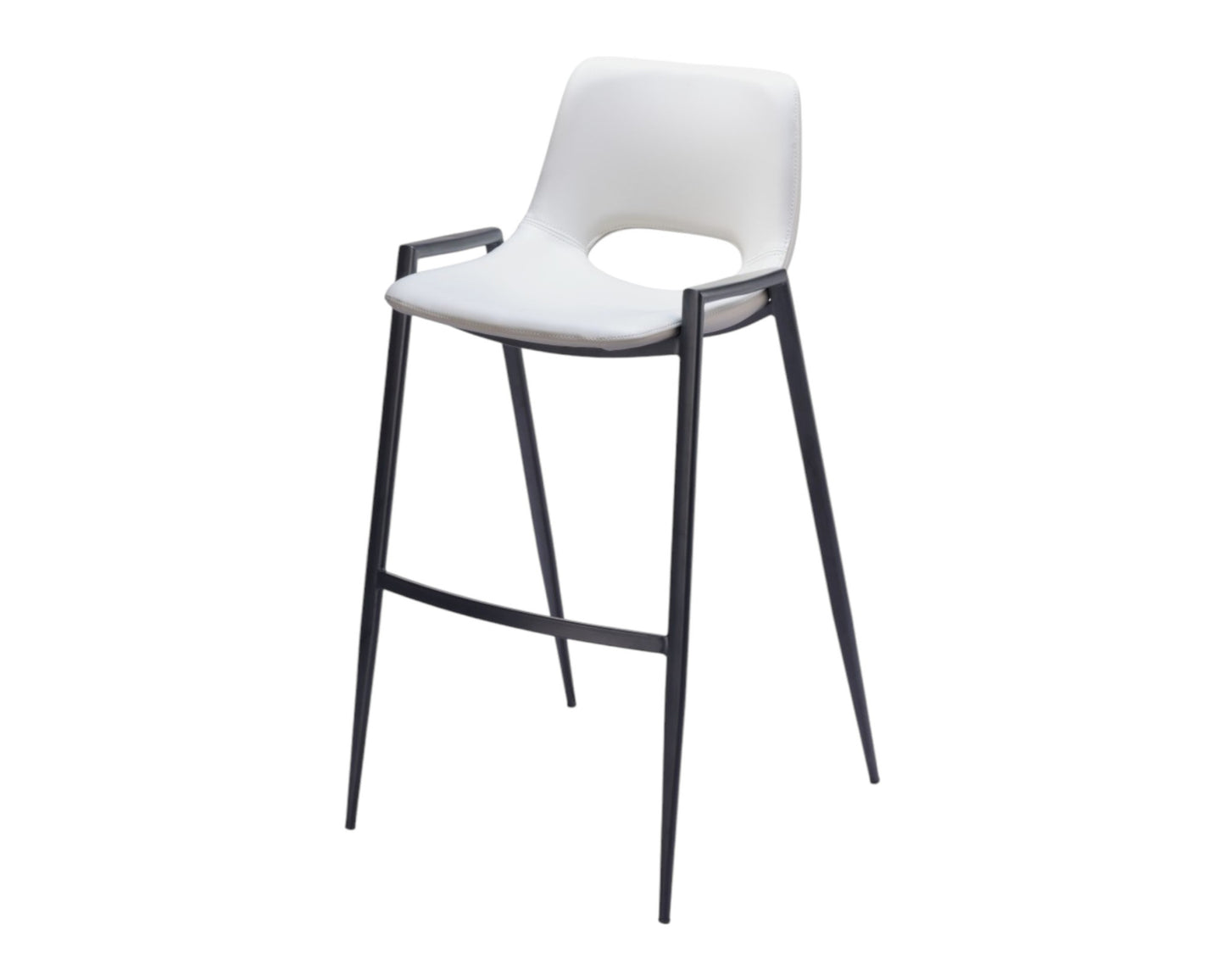 White & Black Faux Leather & Steel Low Back Bar Height Bar Chairs - Set of 2