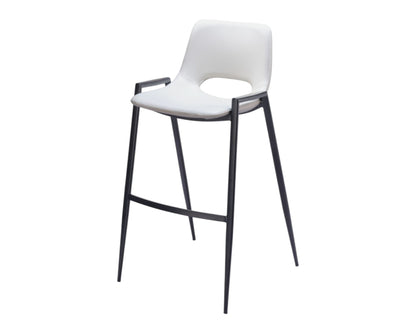 White & Black Faux Leather & Steel Low Back Bar Height Bar Chairs - Set of 2