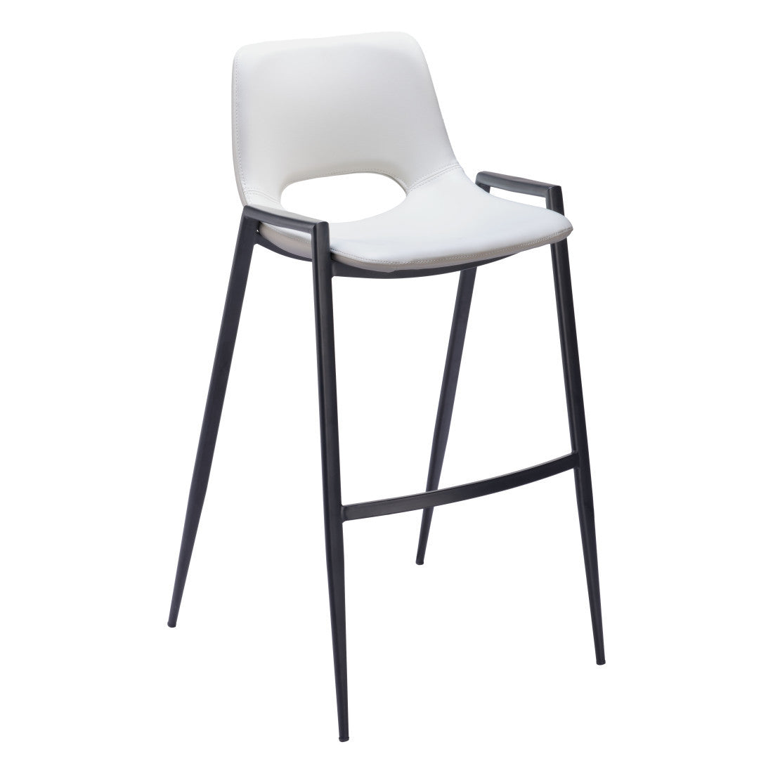 White & Black Faux Leather & Steel Low Back Bar Height Bar Chairs - Set of 2