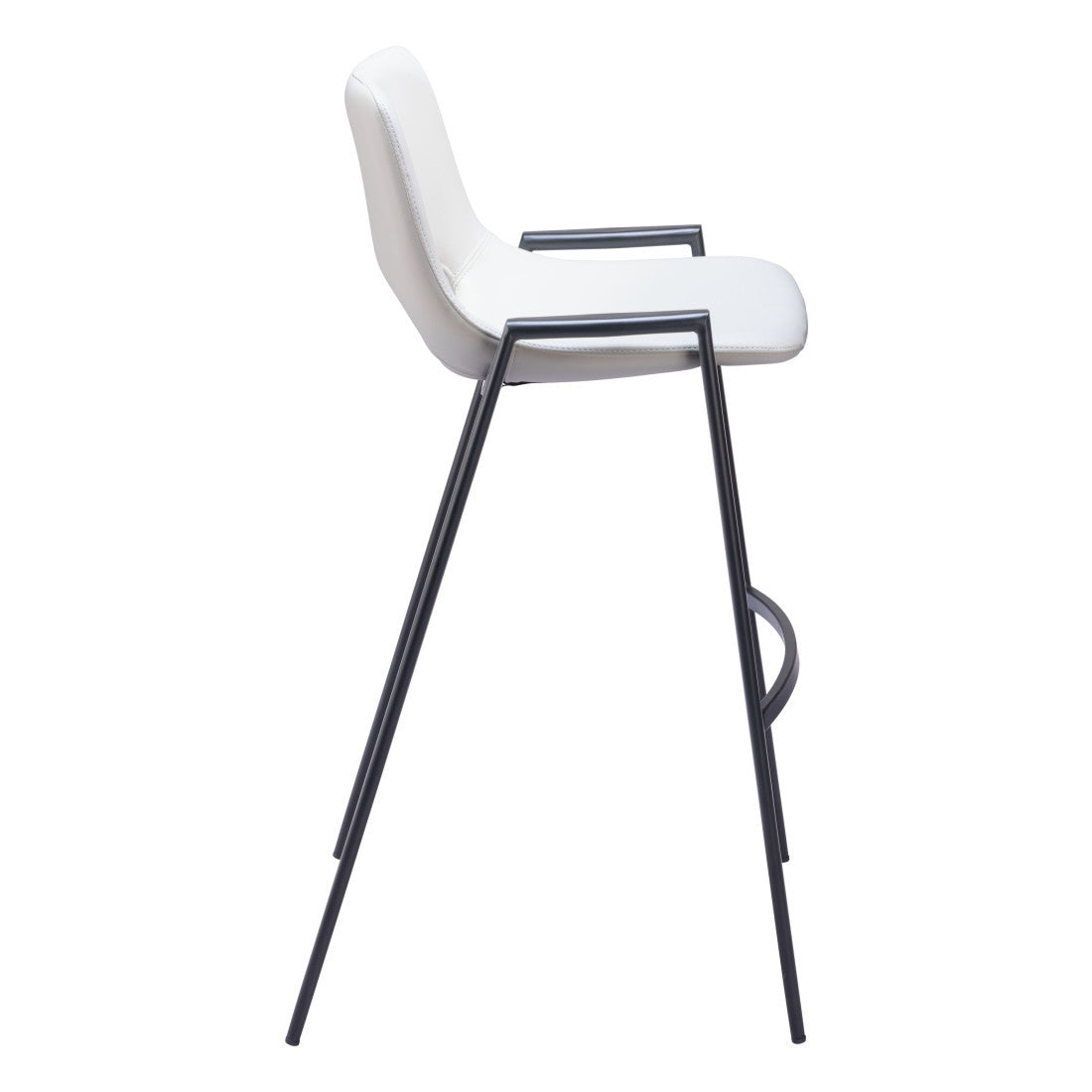 White & Black Faux Leather & Steel Low Back Bar Height Bar Chairs - Set of 2