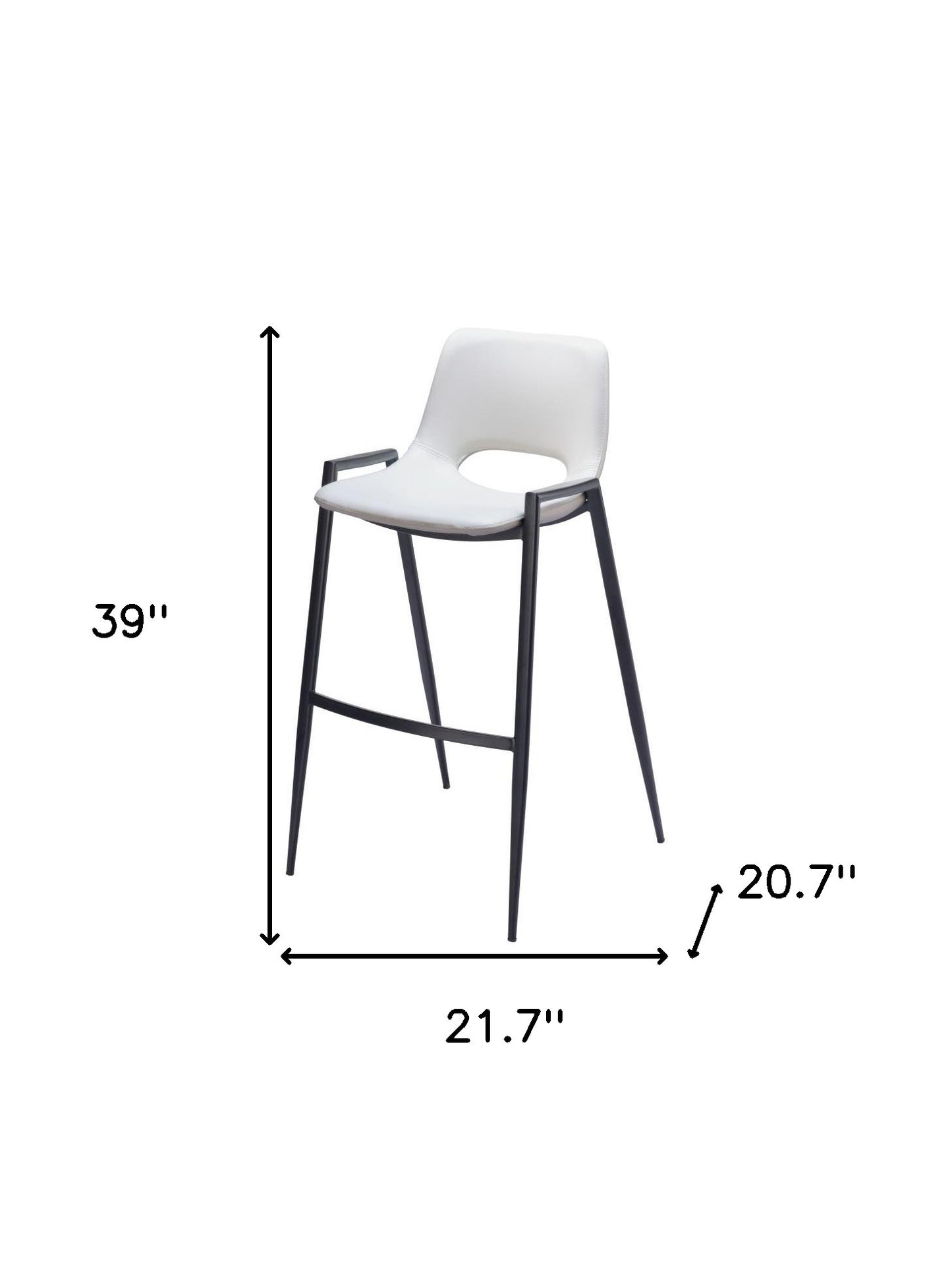 White & Black Faux Leather & Steel Low Back Bar Height Bar Chairs - Set of 2