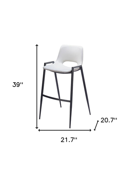 White & Black Faux Leather & Steel Low Back Bar Height Bar Chairs - Set of 2