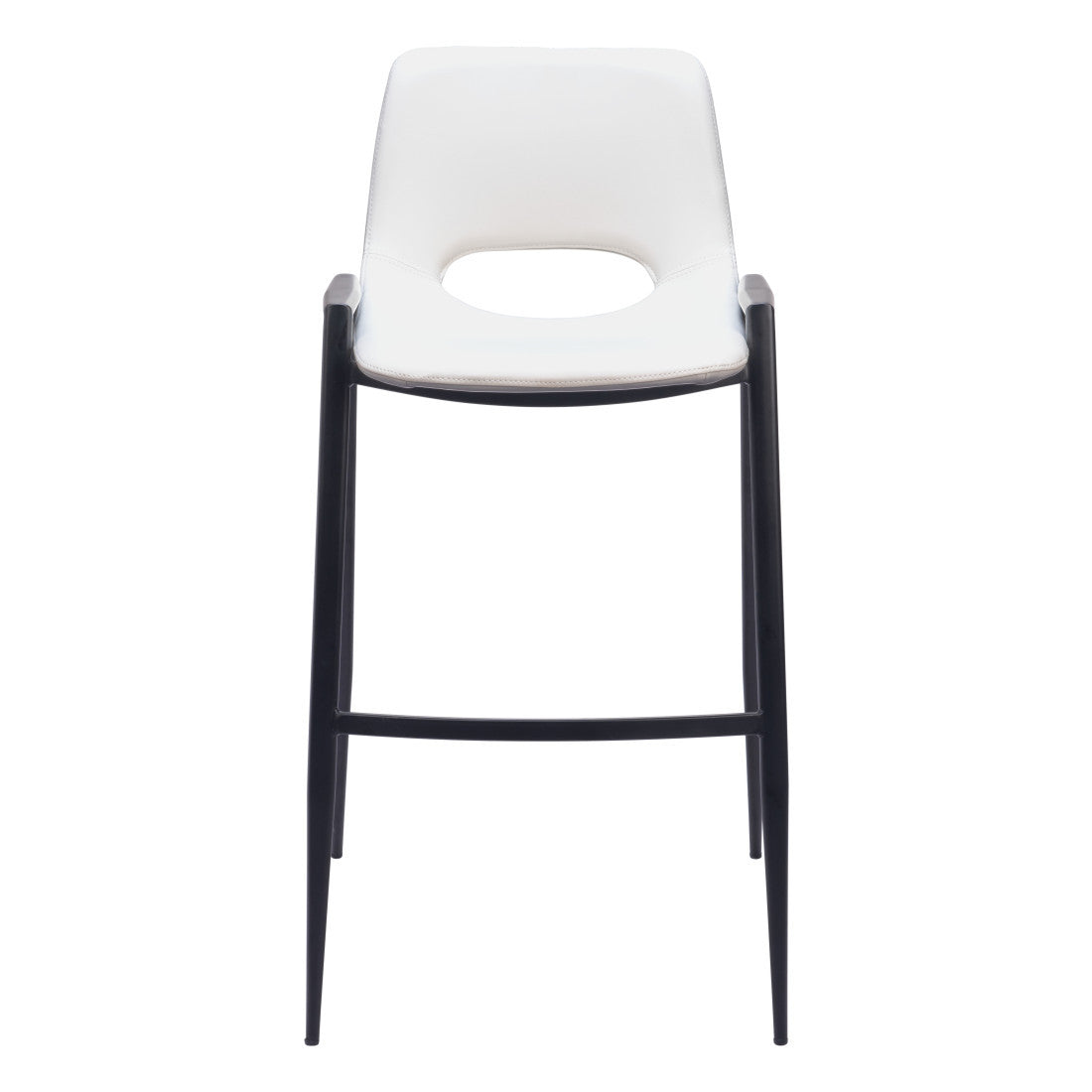 White & Black Faux Leather & Steel Low Back Bar Height Bar Chairs - Set of 2