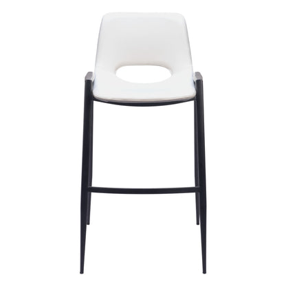 White & Black Faux Leather & Steel Low Back Bar Height Bar Chairs - Set of 2