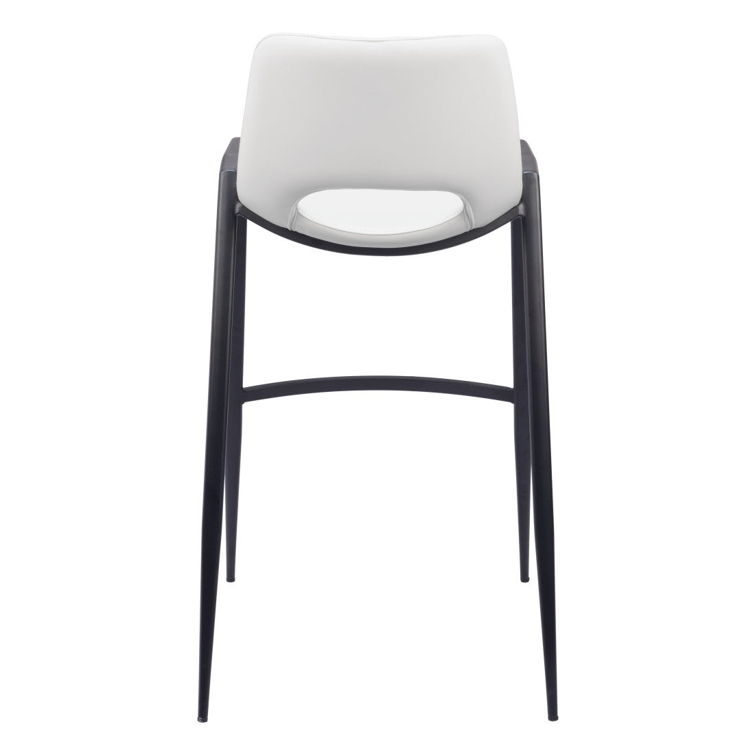 White & Black Faux Leather & Steel Low Back Bar Height Bar Chairs - Set of 2