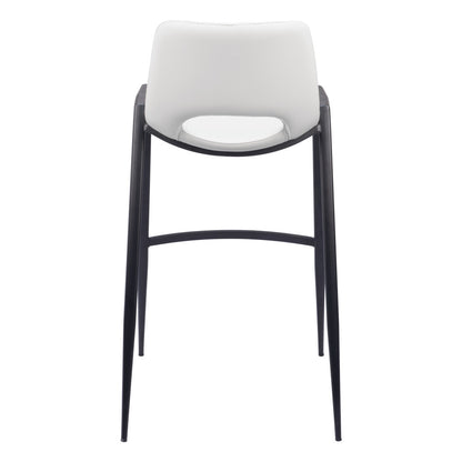 White & Black Faux Leather & Steel Low Back Bar Height Bar Chairs - Set of 2