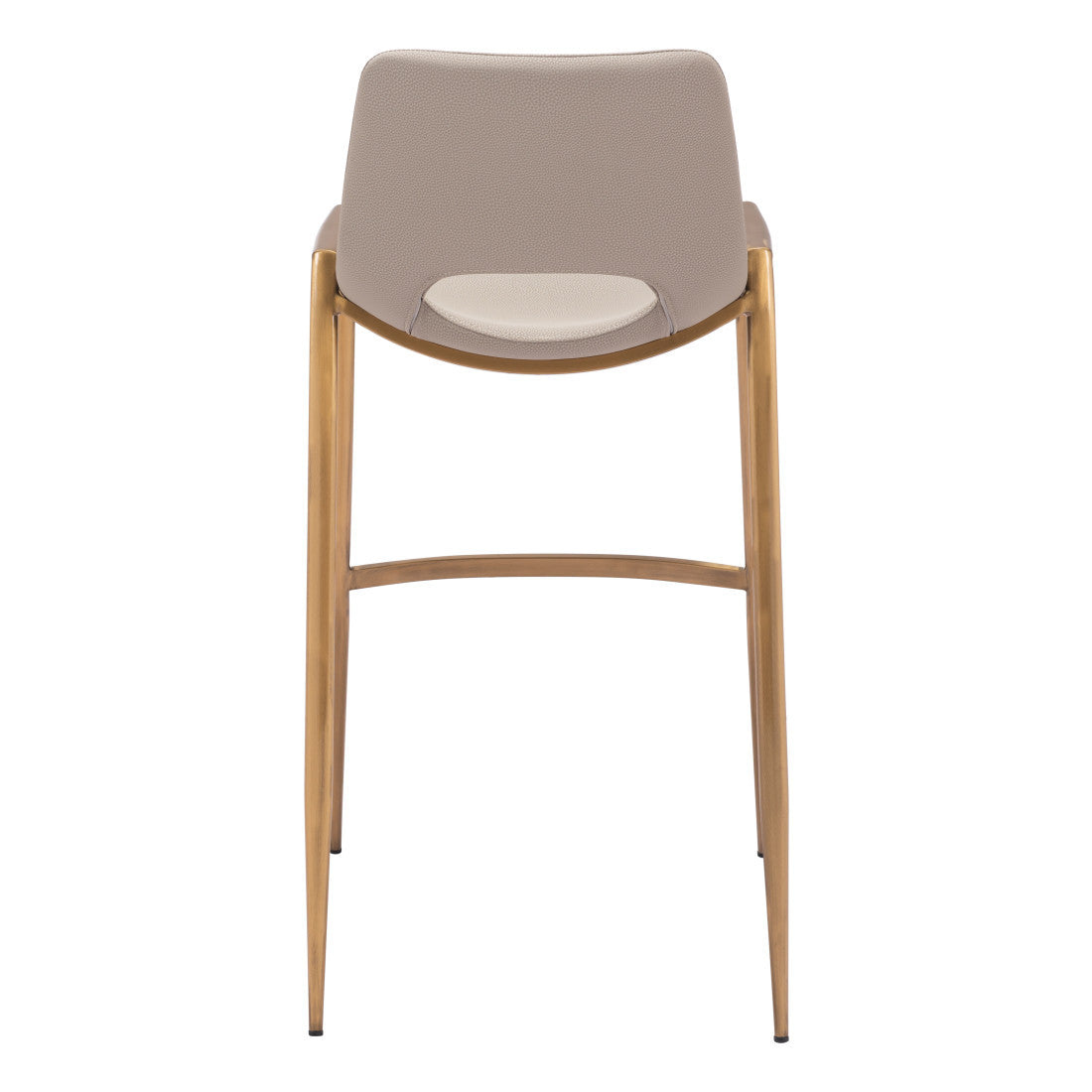 Beige & Gold Faux Leather & Steel Low Back Bar Height Bar Chairs - Set of 2
