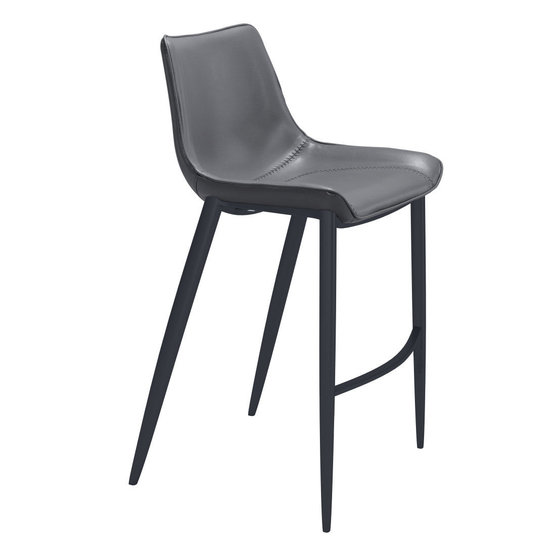 Dark Gray & Black Faux Leather & Steel Bar Height Bar Chairs - Set of 2