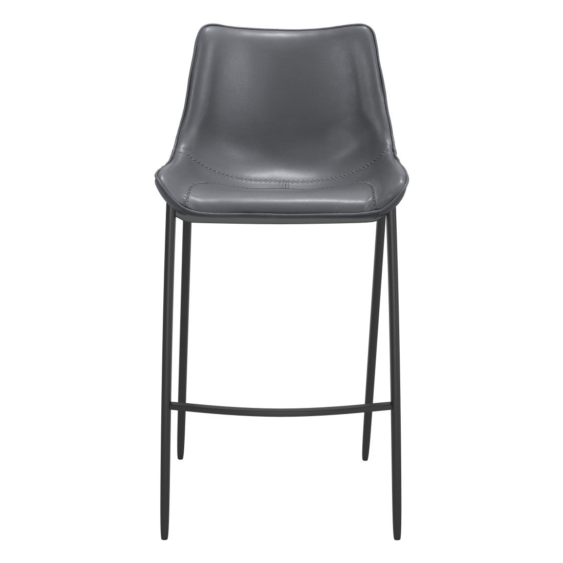 Dark Gray & Black Faux Leather & Steel Bar Height Bar Chairs - Set of 2