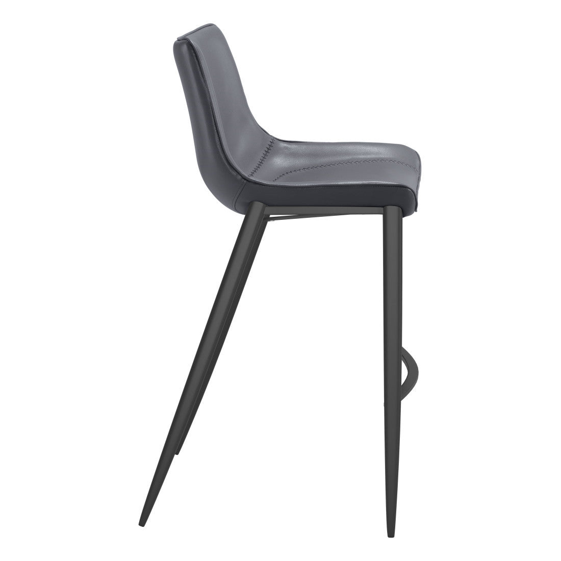 Dark Gray & Black Faux Leather & Steel Bar Height Bar Chairs - Set of 2