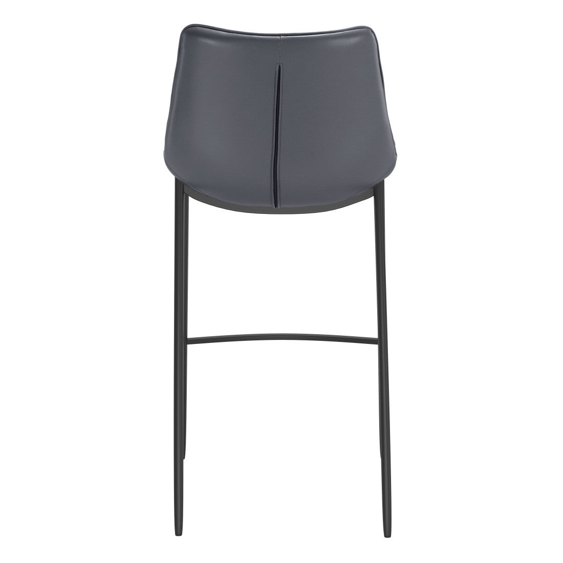 Dark Gray & Black Faux Leather & Steel Bar Height Bar Chairs - Set of 2