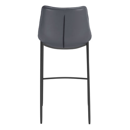 Dark Gray & Black Faux Leather & Steel Bar Height Bar Chairs - Set of 2