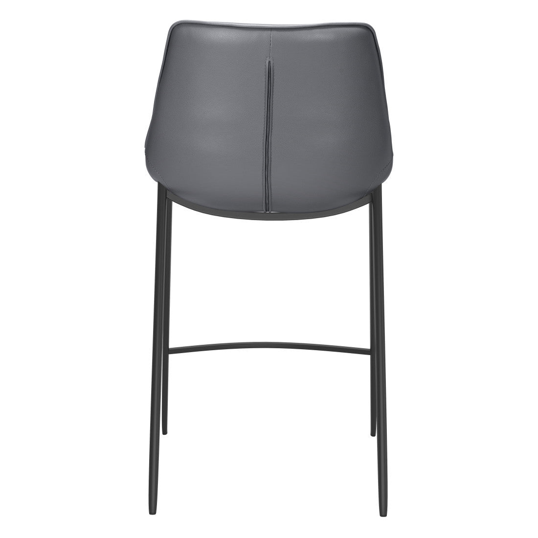 Dark Gray & Black Faux Leather & Steel Counter Height Bar Chairs - Set of 2