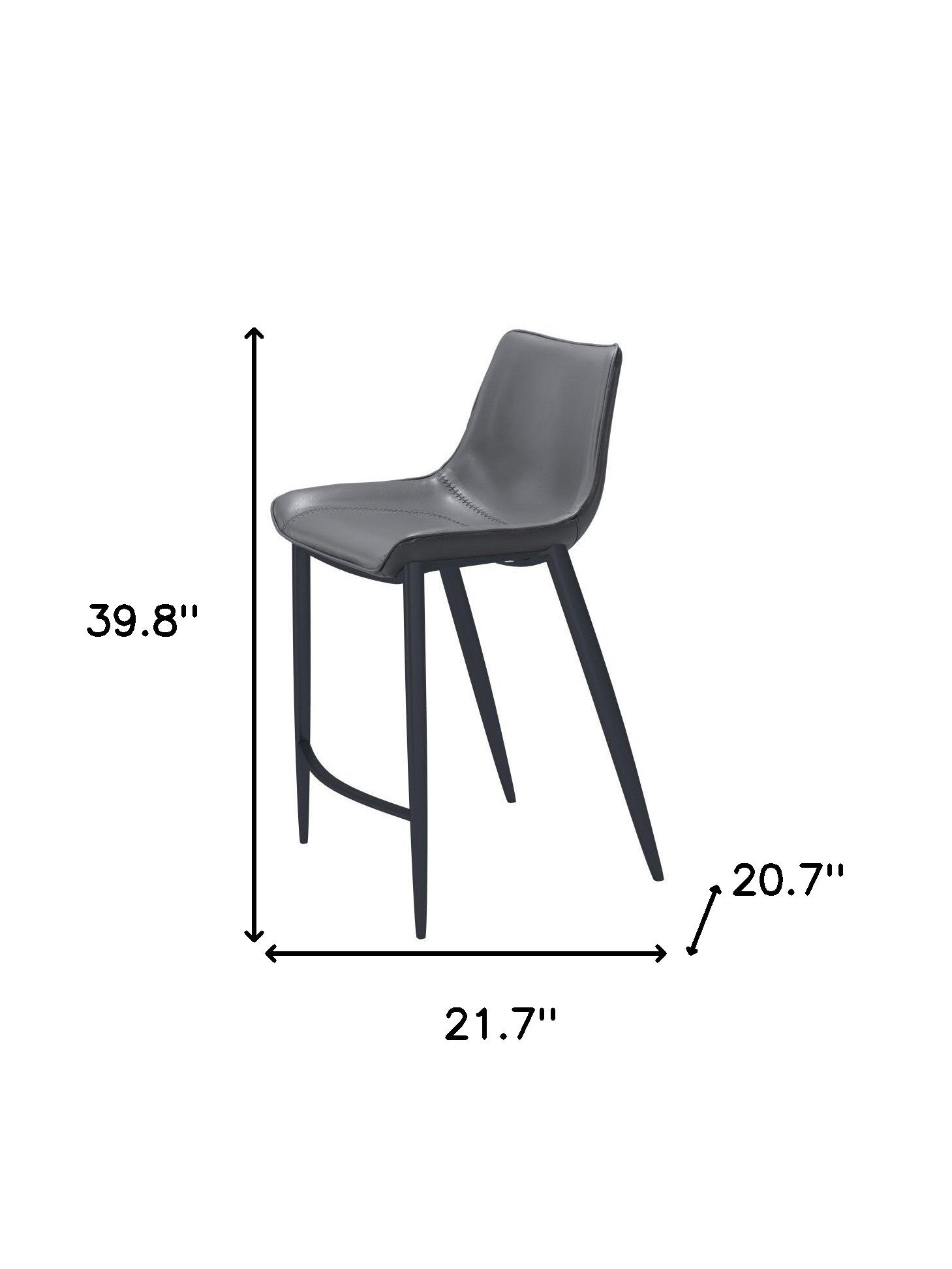 Dark Gray & Black Faux Leather & Steel Counter Height Bar Chairs - Set of 2